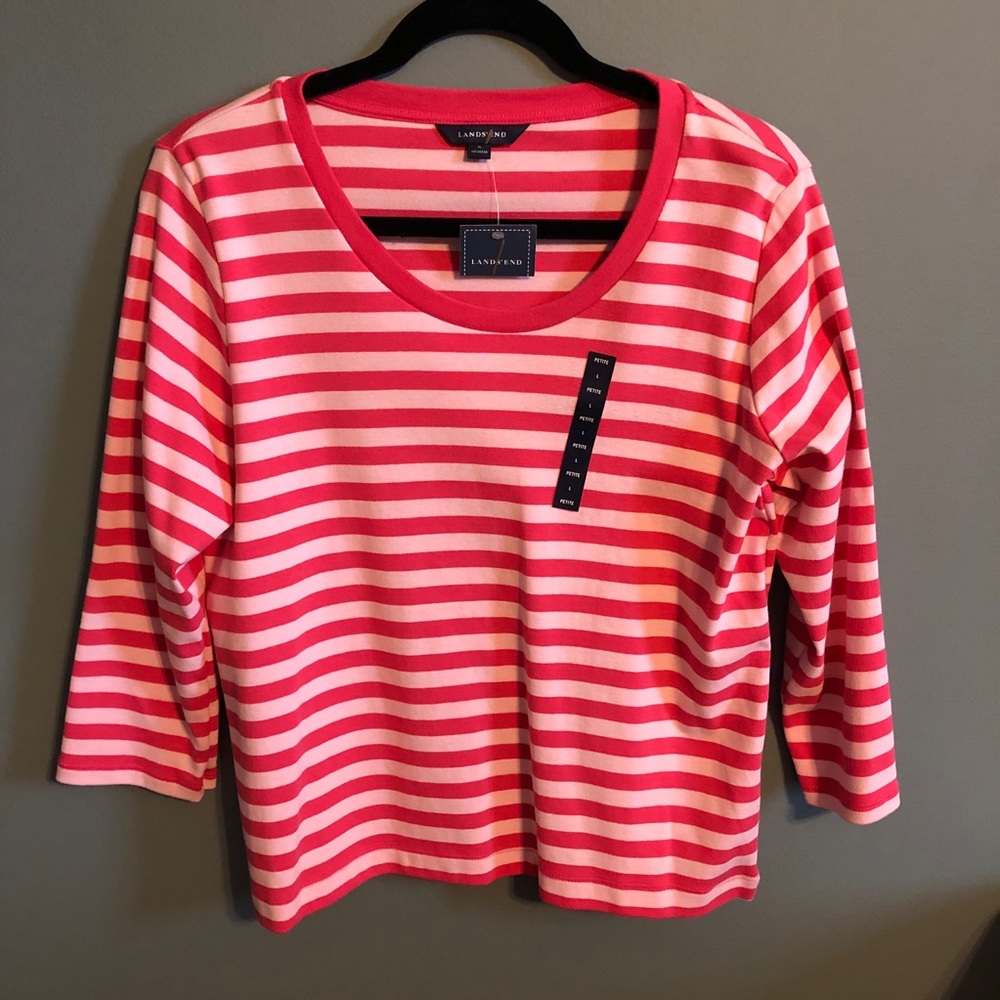NEW!  Lands’ End 3/4 Sleeve Length Striped Top